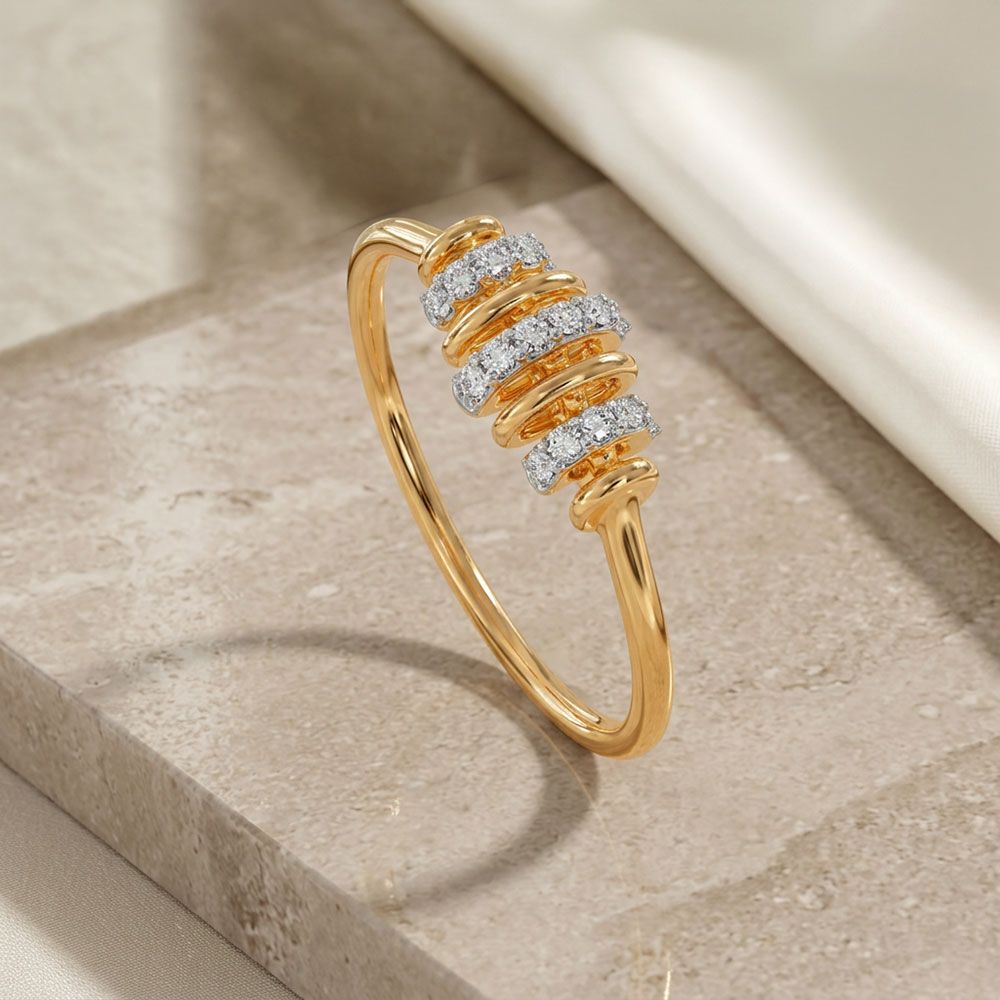 Rhythm 9Kt Yellow Gold Diamond Ring-Rings-ERG26K74