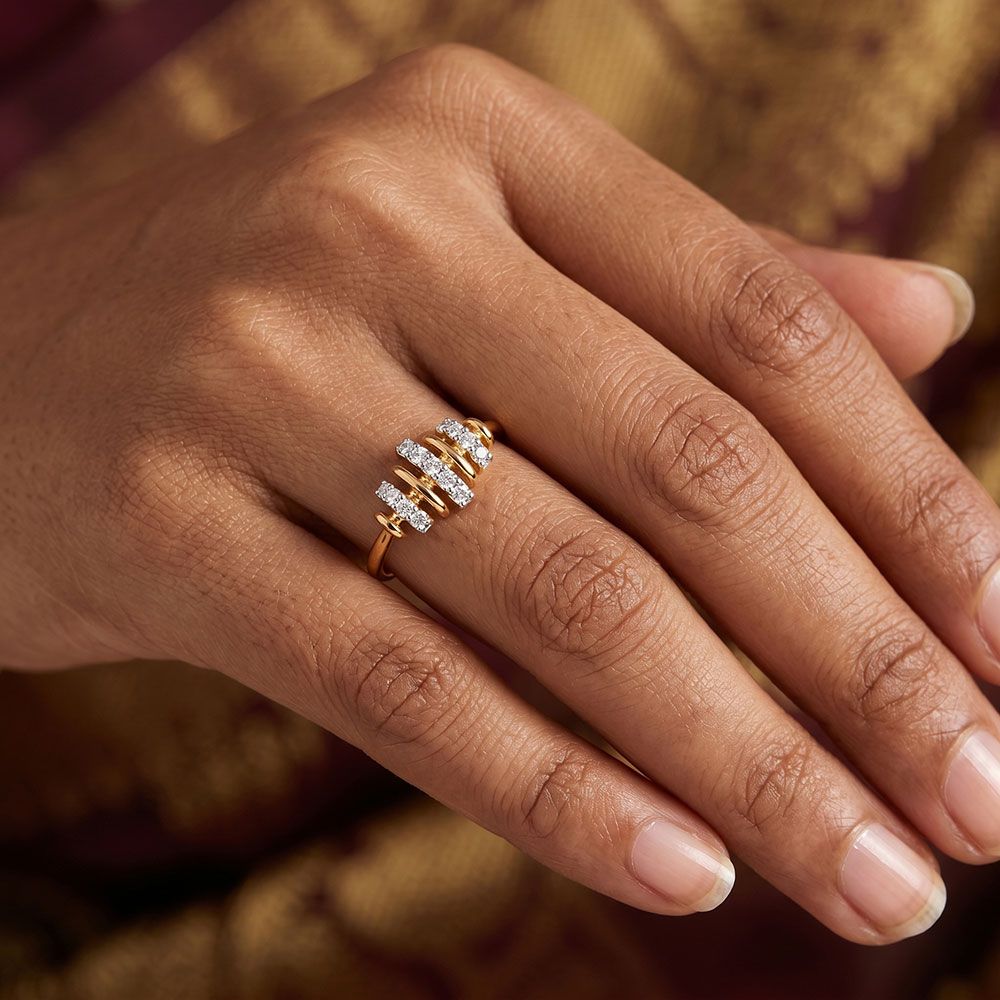 Rhythm 9Kt Yellow Gold Diamond Ring-Rings-ERG26K74