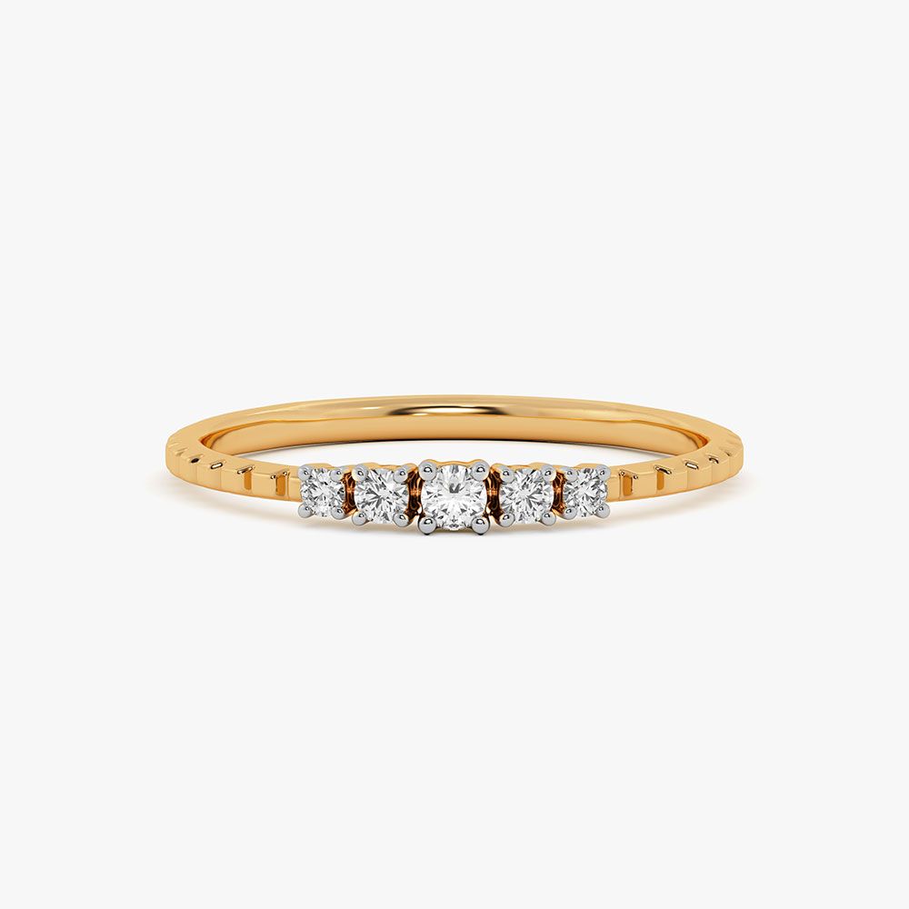 Understated Minimal Yellow Gold Diamond Ring-Rings-ERG26K76