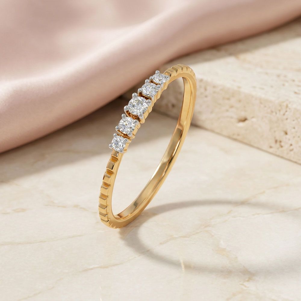 Understated Minimal Yellow Gold Diamond Ring-Rings-ERG26K76