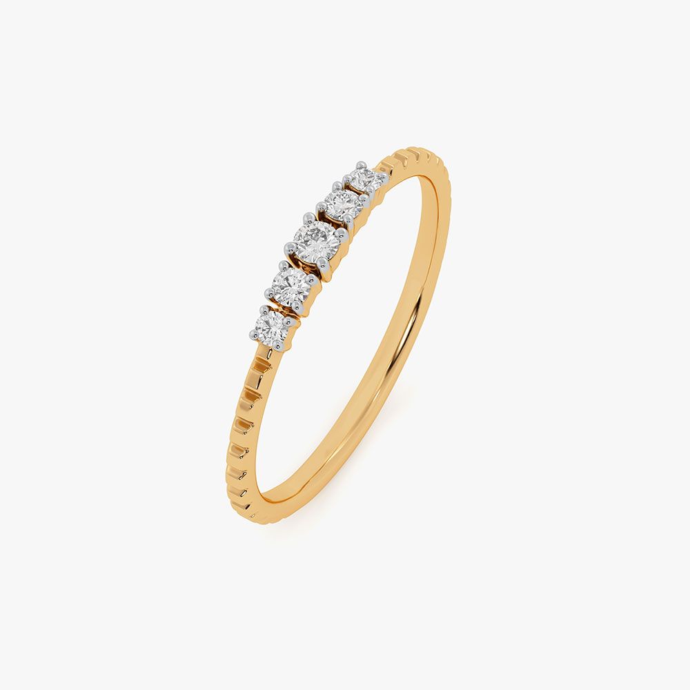 Understated Minimal Yellow Gold Diamond Ring-Rings-ERG26K76