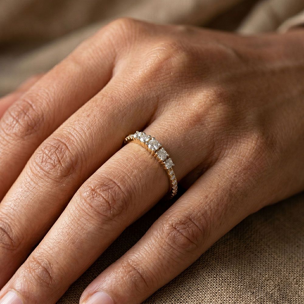 Understated Minimal Yellow Gold Diamond Ring-Rings-ERG26K76