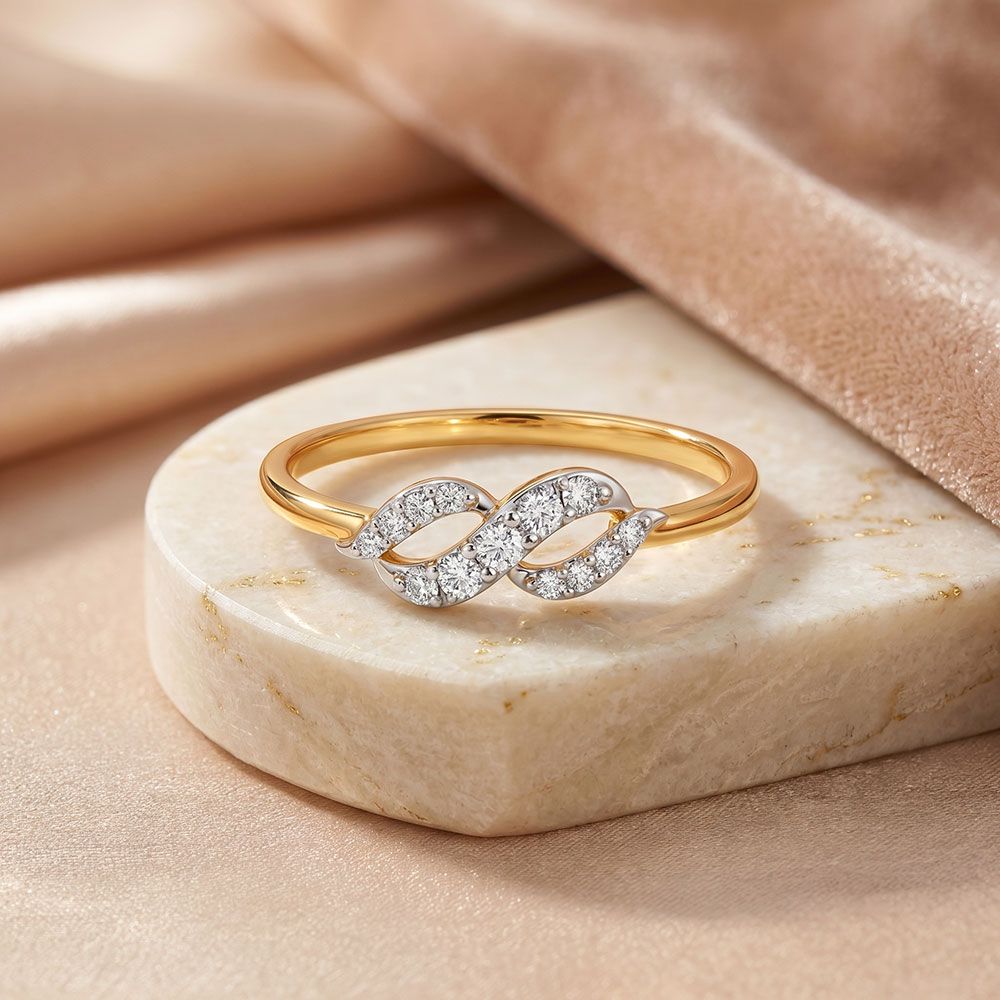Infinity Yellow Gold Diamond Ring-Rings-ERG26K79