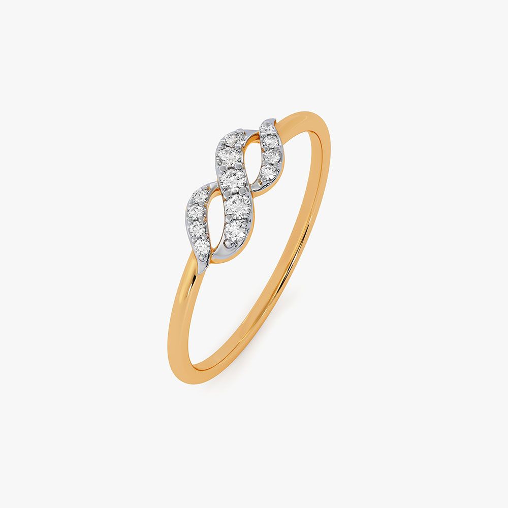 Infinity Yellow Gold Diamond Ring-Rings-ERG26K79