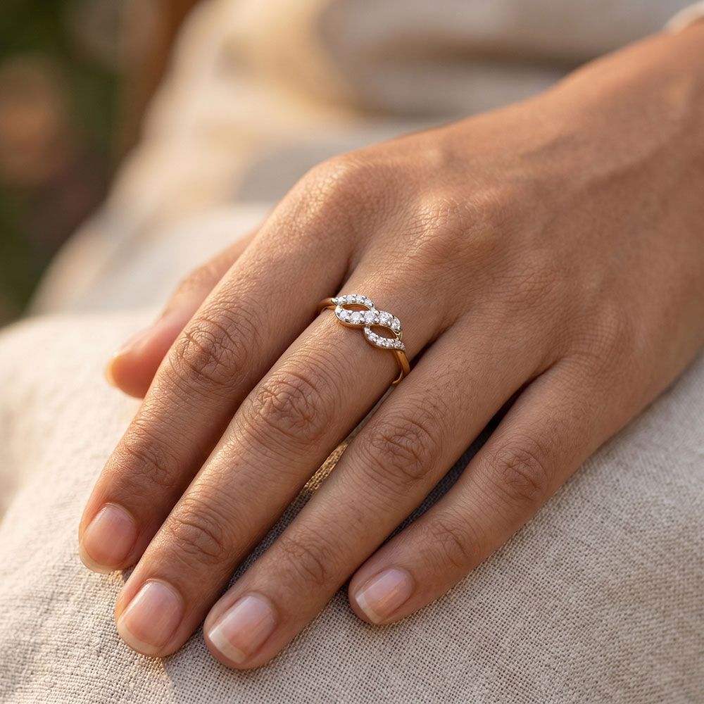Infinity Yellow Gold Diamond Ring-Rings-ERG26K79
