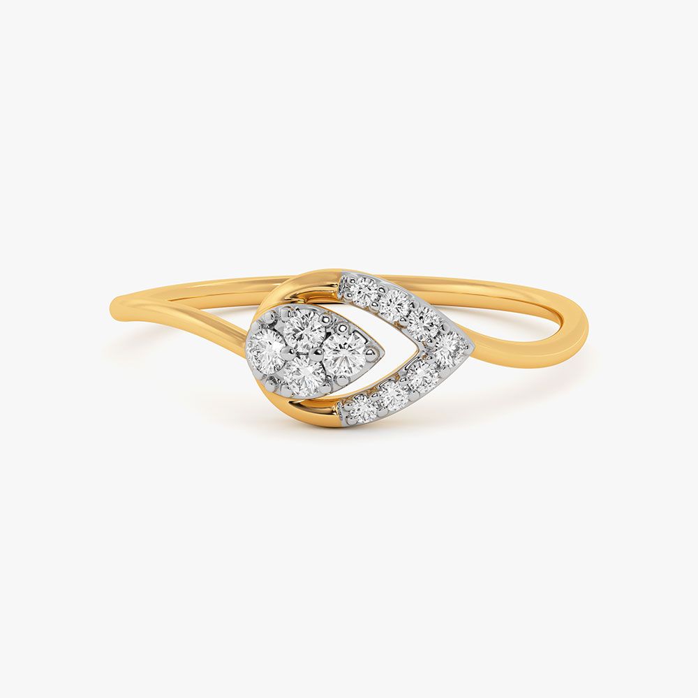 Refined Drop Yellow Gold Diamond Ring-Rings-ERG26K83