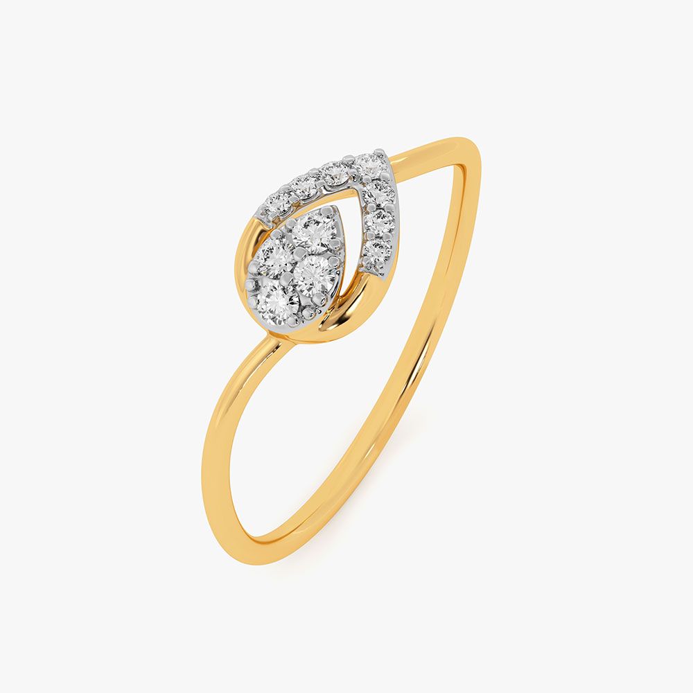 Refined Drop Yellow Gold Diamond Ring-Rings-ERG26K83