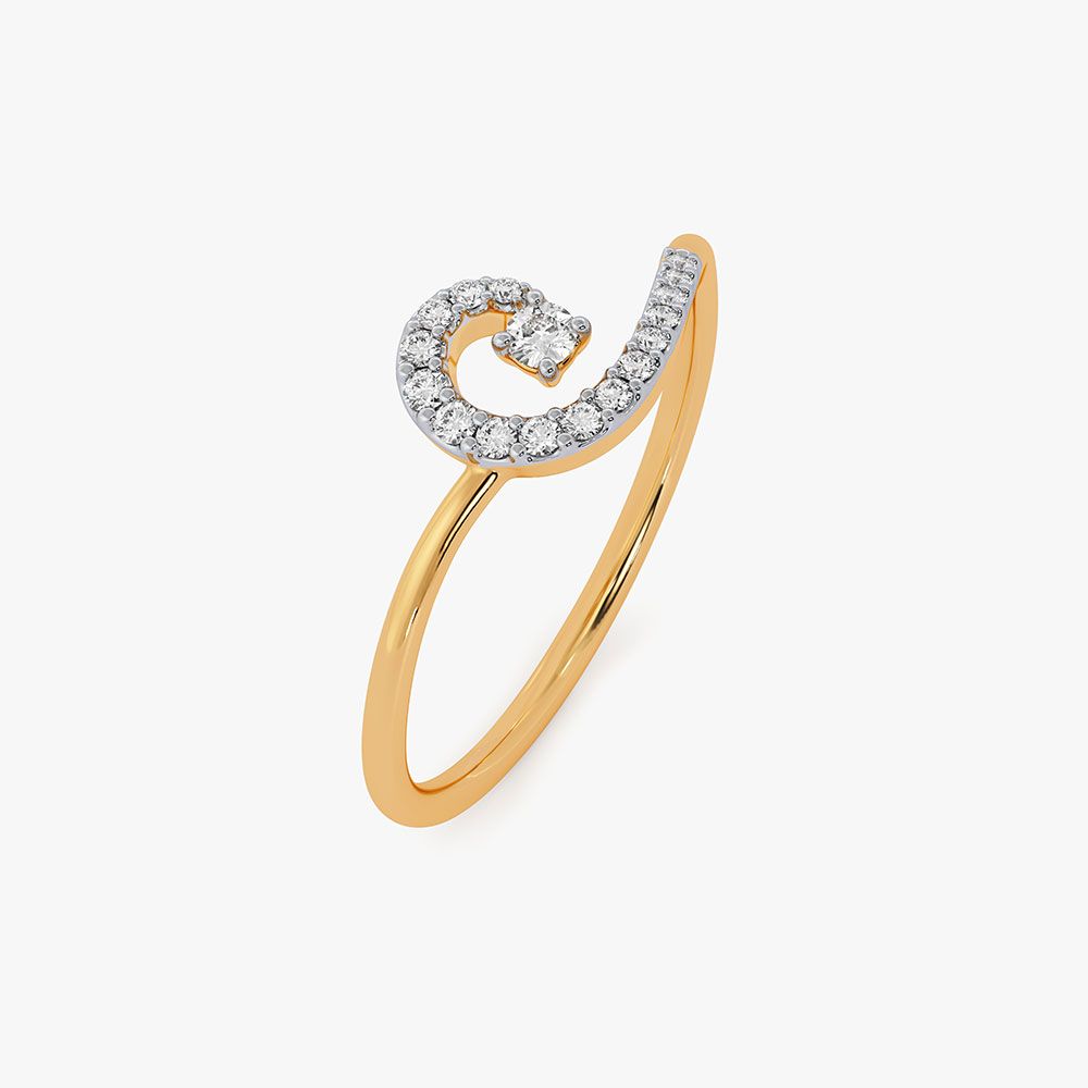 Stylish Swirl Yellow Gold Diamond Ring-Rings-ERG26K85