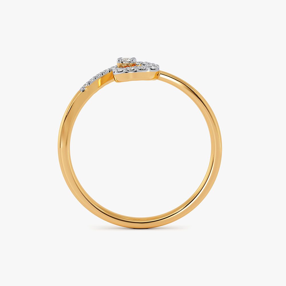Stylish Swirl Yellow Gold Diamond Ring-Rings-ERG26K85