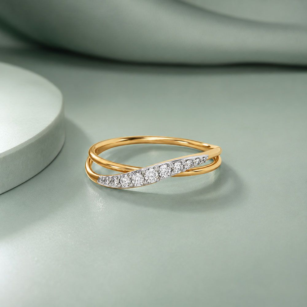 Swirl Daily Yellow Gold Diamond Ring-Rings-ERG26K86