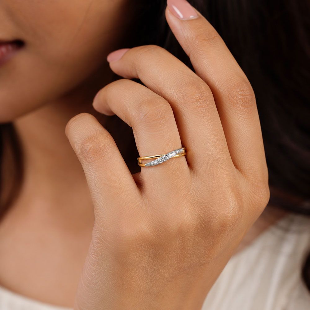 Swirl Daily Yellow Gold Diamond Ring-Rings-ERG26K86