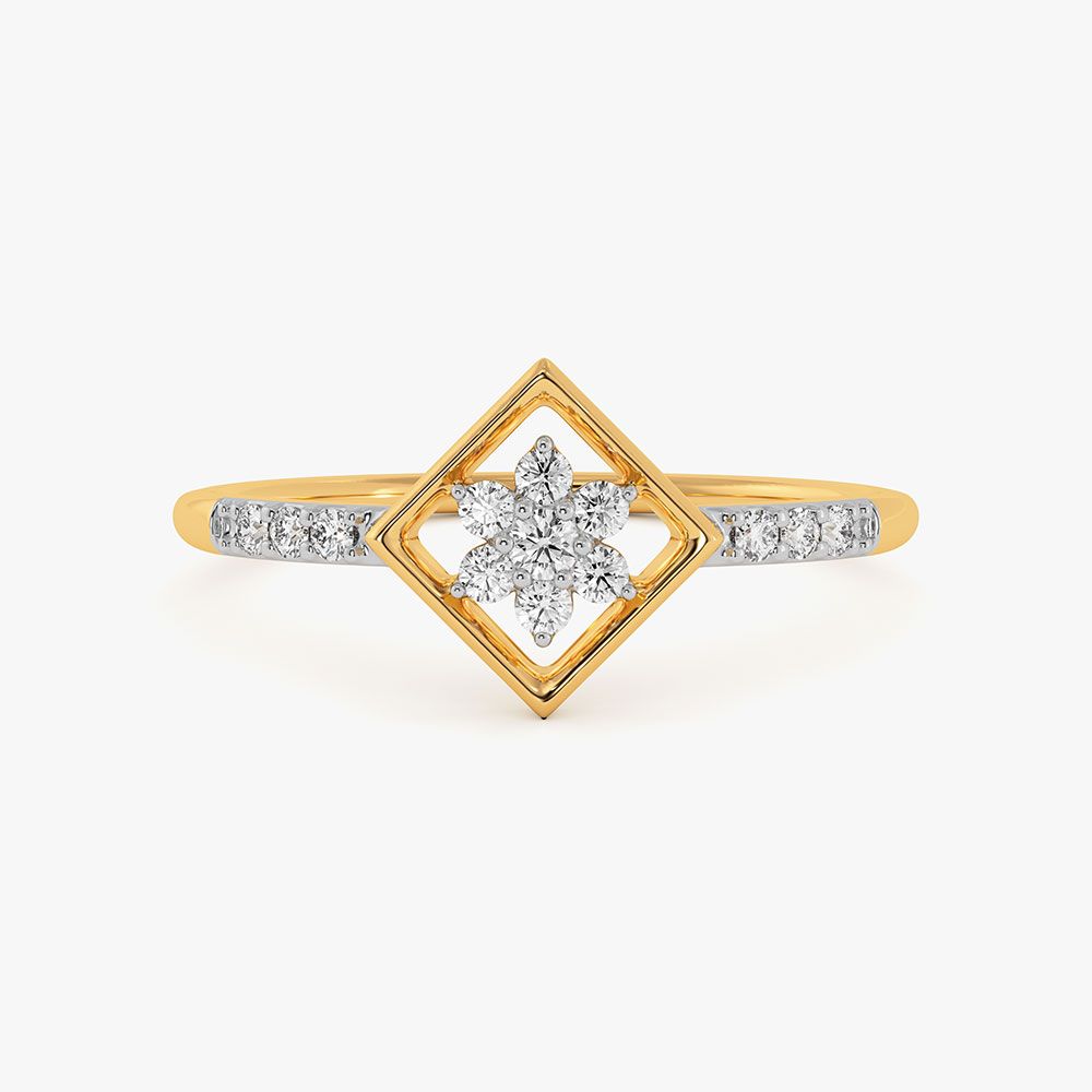 Structured Edge Yellow Gold Diamond Ring-Rings-ERG26K87
