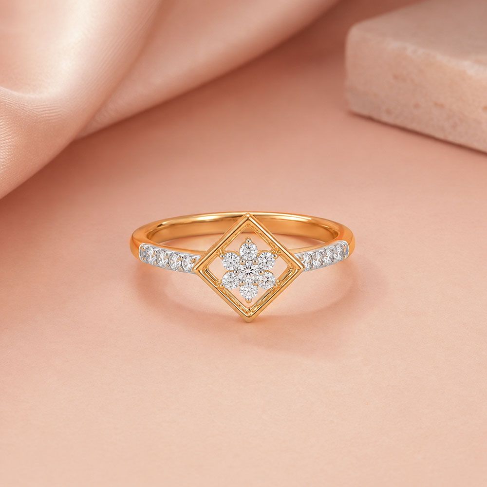 Structured Edge Yellow Gold Diamond Ring-Rings-ERG26K87