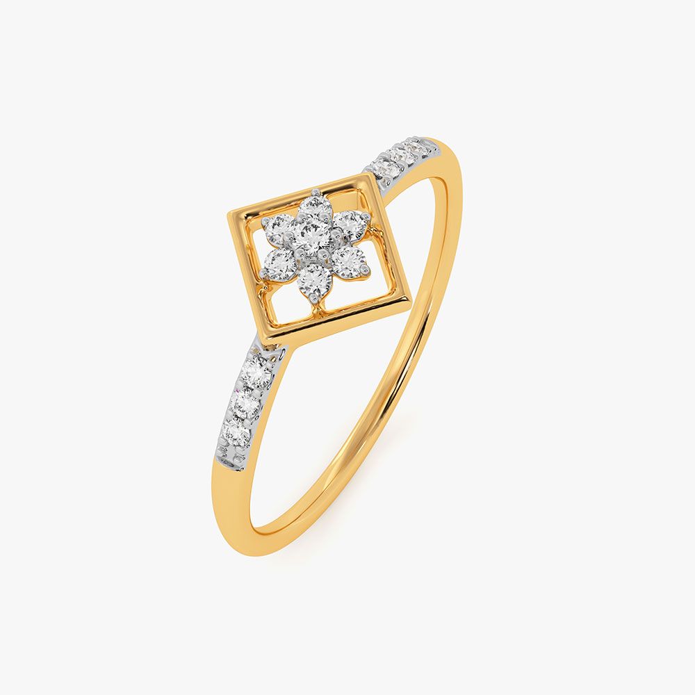 Structured Edge Yellow Gold Diamond Ring-Rings-ERG26K87