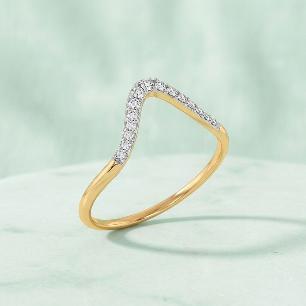 Shimmering Swirl Yellow Gold Diamond Ring-Rings-ERG26K89