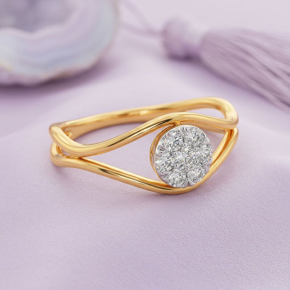 Delicate Drop Yellow Gold Diamond Ring-Rings-ERG26K91
