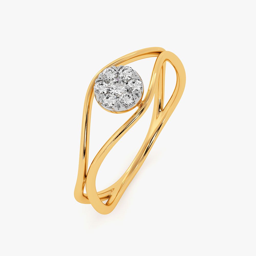 Delicate Drop Yellow Gold Diamond Ring-Rings-ERG26K91