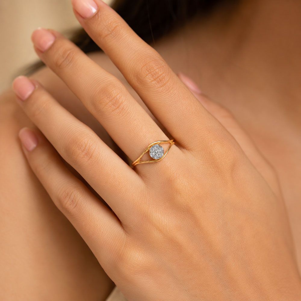 Delicate Drop Yellow Gold Diamond Ring-Rings-ERG26K91