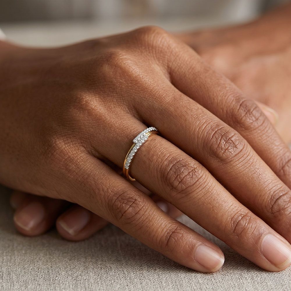 Delicate Chic Yellow Gold Diamond Ring-Rings-ERG26K93