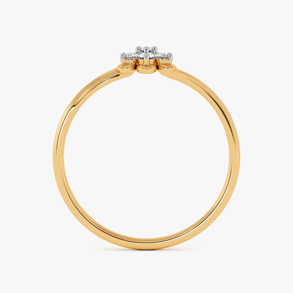 Charming Floral Yellow Gold Diamond Ring-Rings-ERG26K97