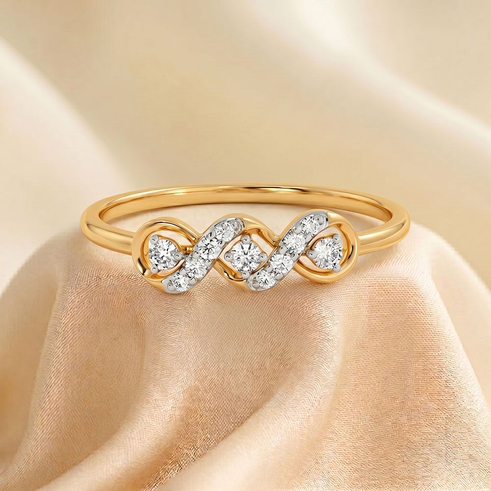 Graceful Infinity Yellow Gold Diamond Ring-Rings-ERG26K99