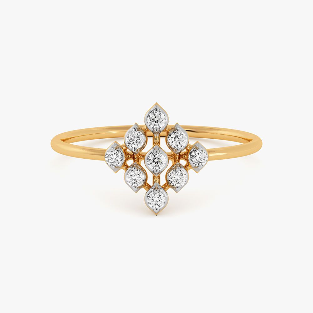 Clustered Yellow Gold Diamond Ring-Rings-ERG26L01
