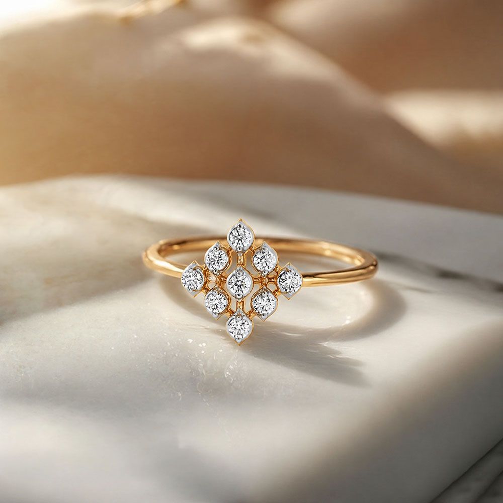 Clustered Yellow Gold Diamond Ring-Rings-ERG26L01