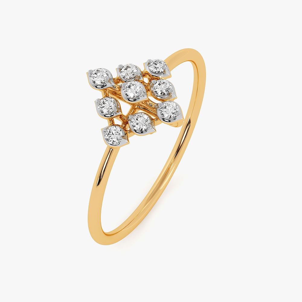 Clustered Yellow Gold Diamond Ring-Rings-ERG26L01