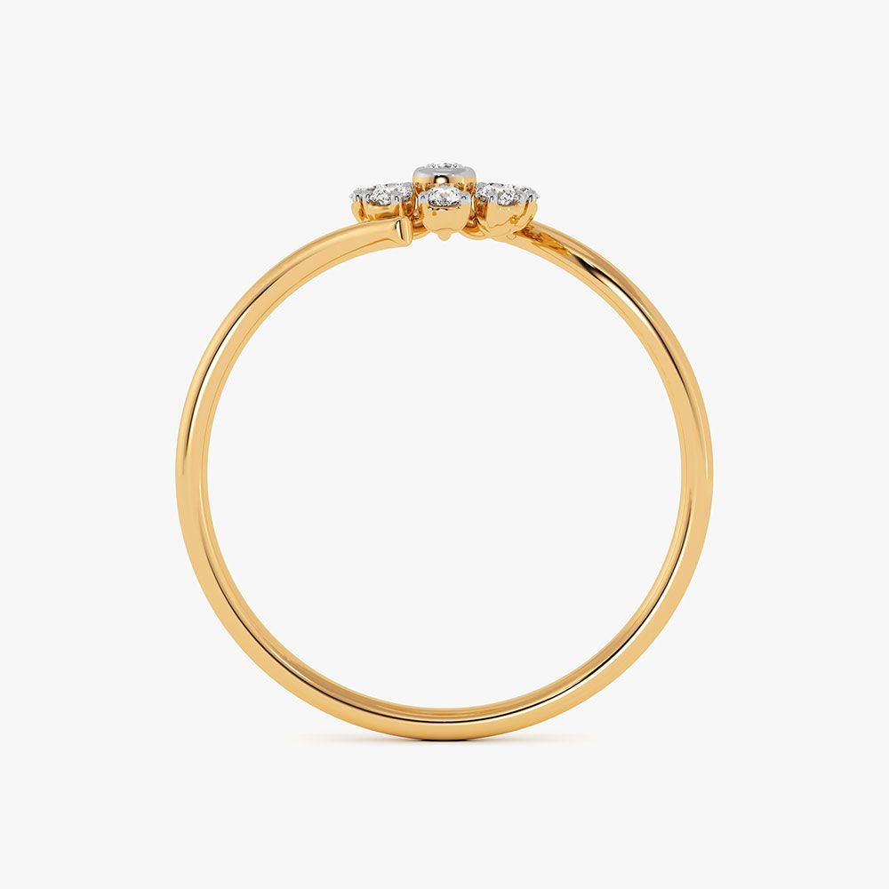 Delicate Floral Yellow Gold Diamond Ring-Rings-ERG26L02