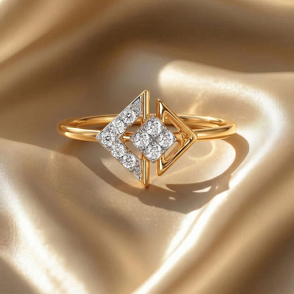 Charming Everyday 9Kt Yellow Gold Diamond Ring-Rings-ERG26L06