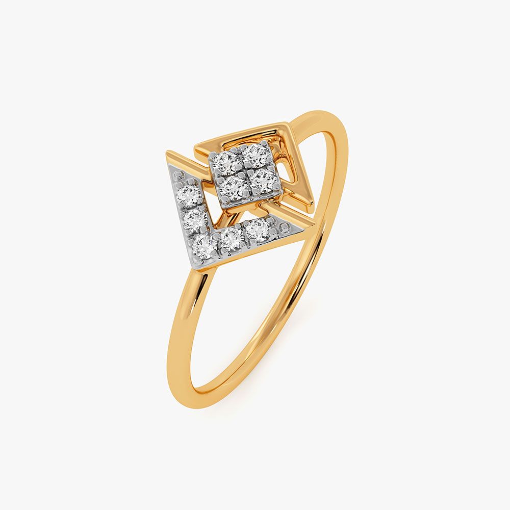 Charming Everyday 9Kt Yellow Gold Diamond Ring-Rings-ERG26L06