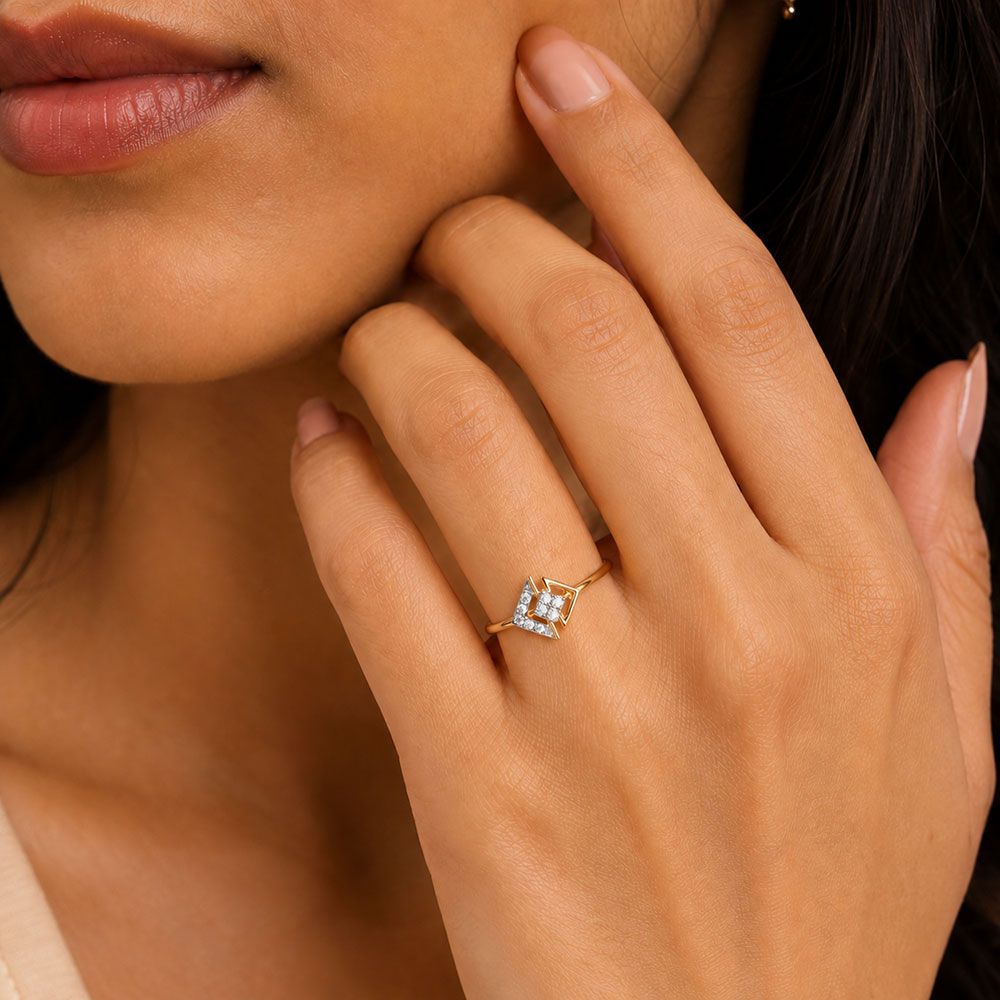 Charming Everyday 9Kt Yellow Gold Diamond Ring-Rings-ERG26L06