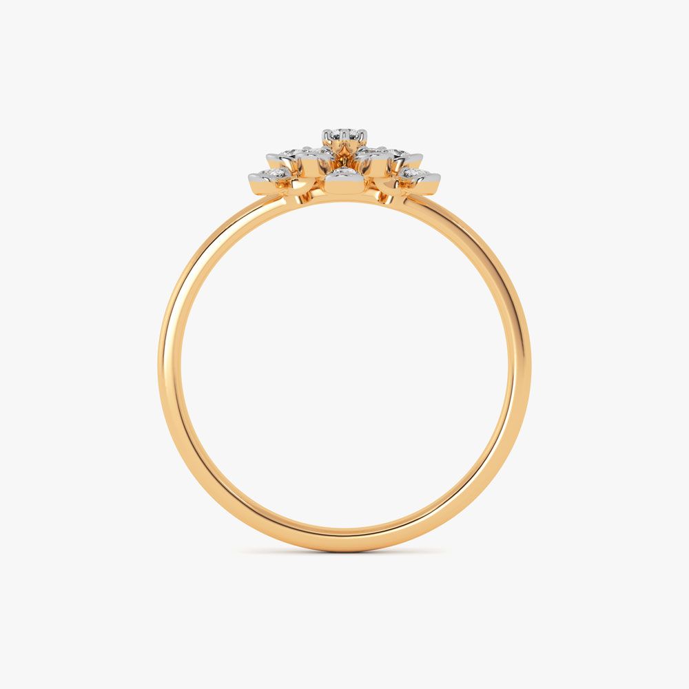 Floral Charm 14Kt Yellow Gold Diamond Ring-Rings-ERG26L07