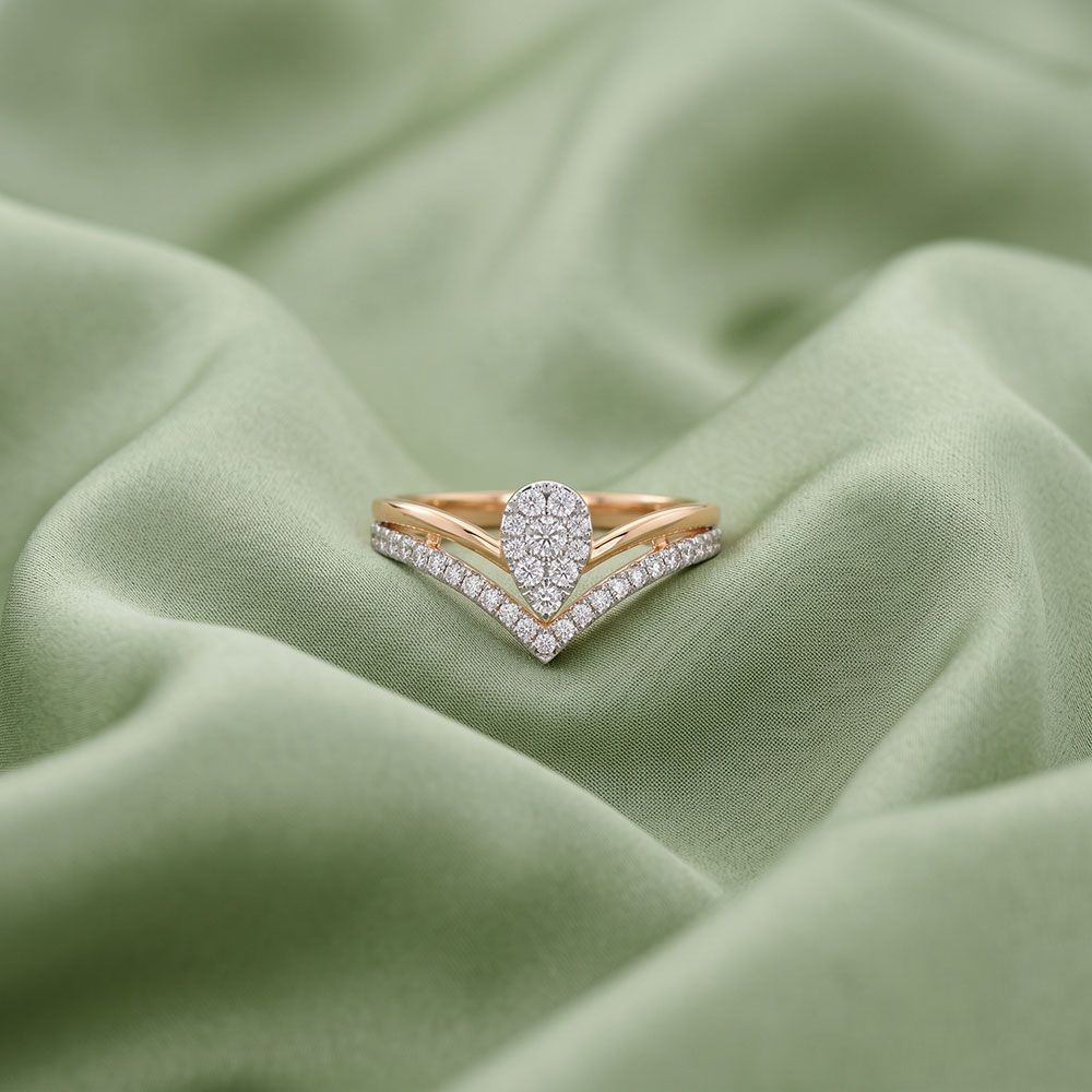 Striking Elegance 14Kt Rose Gold Diamond Vanki Ring-Rings-ERG26L12