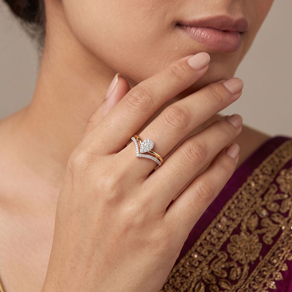 Striking Elegance 14Kt Rose Gold Diamond Vanki Ring-Rings-ERG26L12