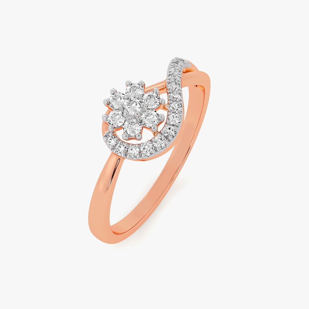 Cluster Leaf 14Kt Rose Gold Diamond Ring-Rings-ERG26L13