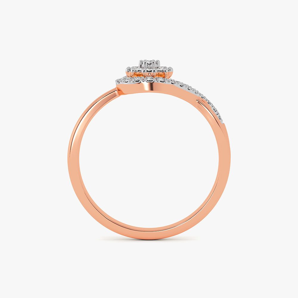 Cluster Leaf 14Kt Rose Gold Diamond Ring-Rings-ERG26L13