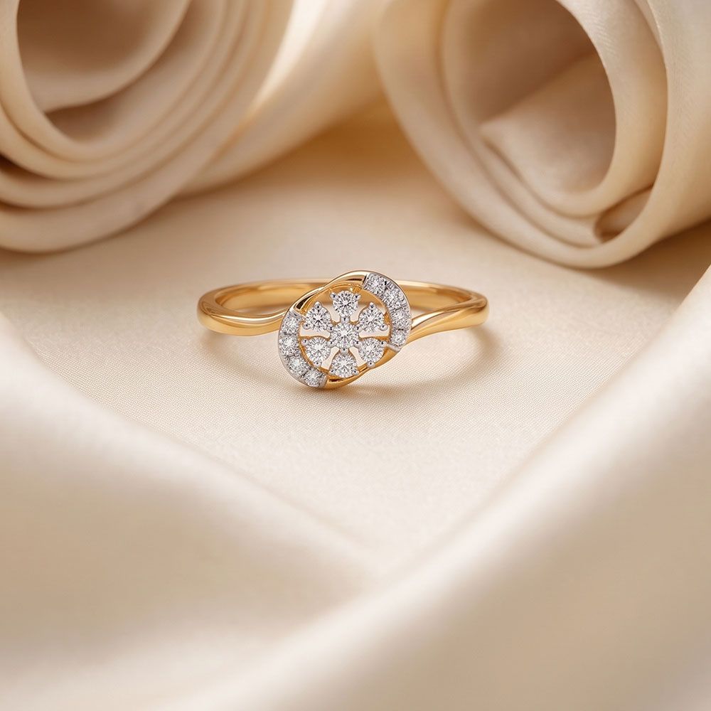 Charming Bloom 14Kt Yellow Gold Diamond Ring-Rings-ERG26L14