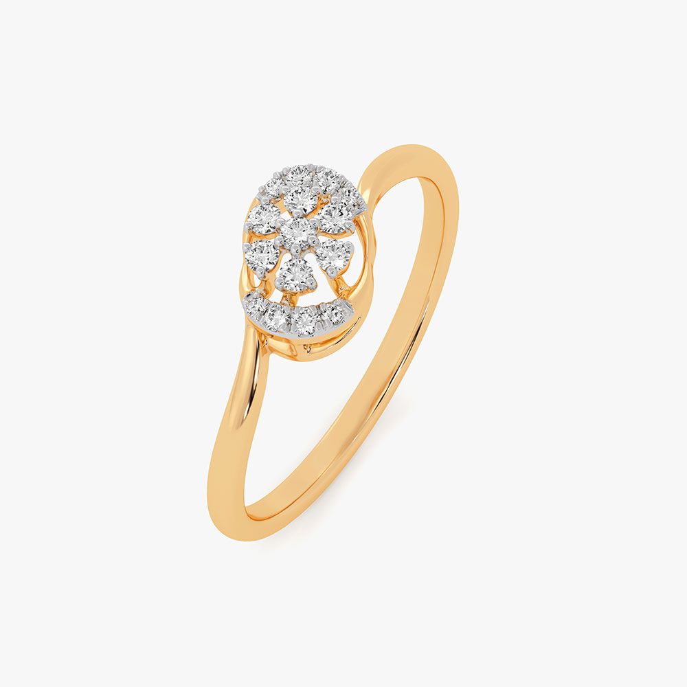 Charming Bloom 14Kt Yellow Gold Diamond Ring-Rings-ERG26L14