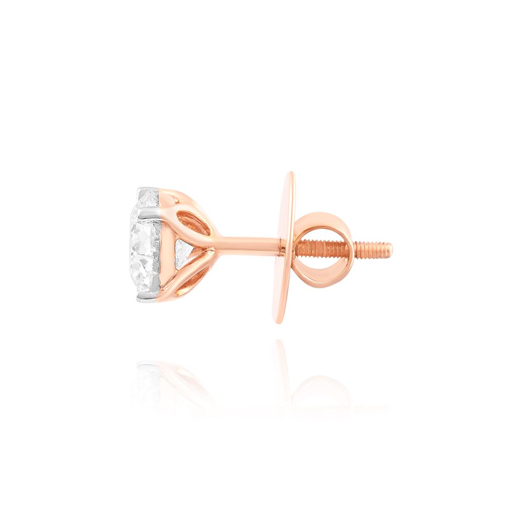Round Diamond and Rose Gold Studs-Earrings-HER24I05-A300X0B