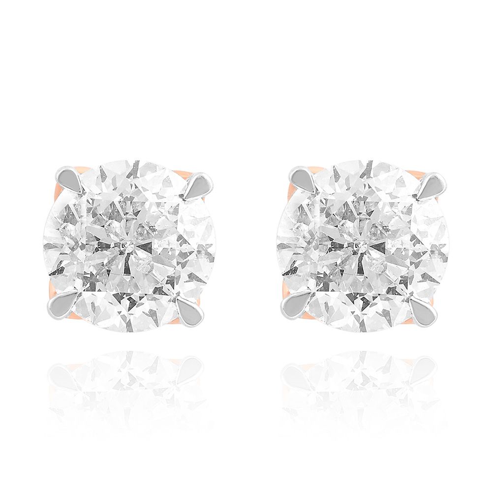 Round Diamond and Rose Gold Studs-Earrings-HER24I05-A300X0B