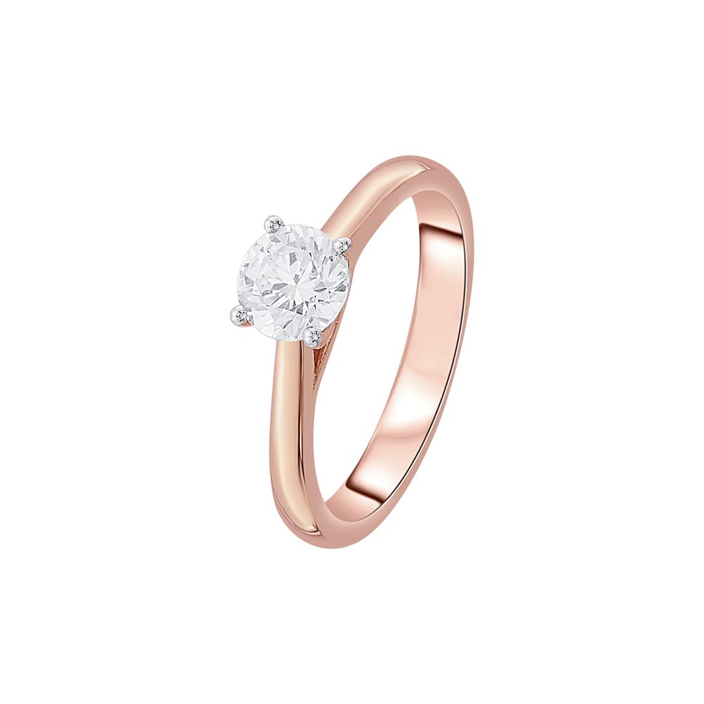 Elegant 18KT Rose Gold Solitaire Finger Ring -Rings-HRG23021
