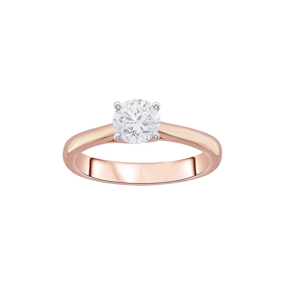 Elegant 18KT Rose Gold Solitaire Finger Ring -Rings-HRG23021