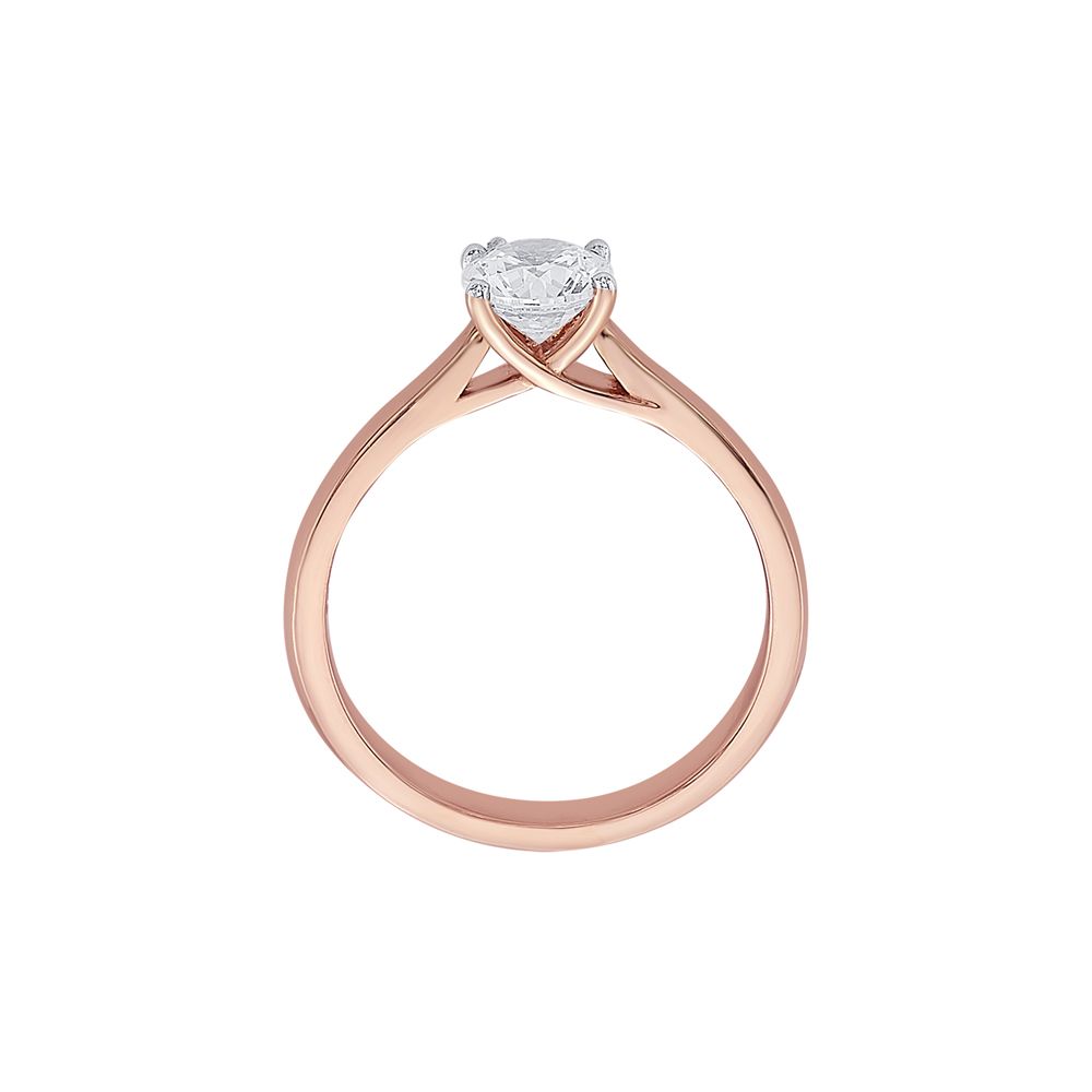 Elegant 18KT Rose Gold Solitaire Finger Ring-Rings-HRG23021