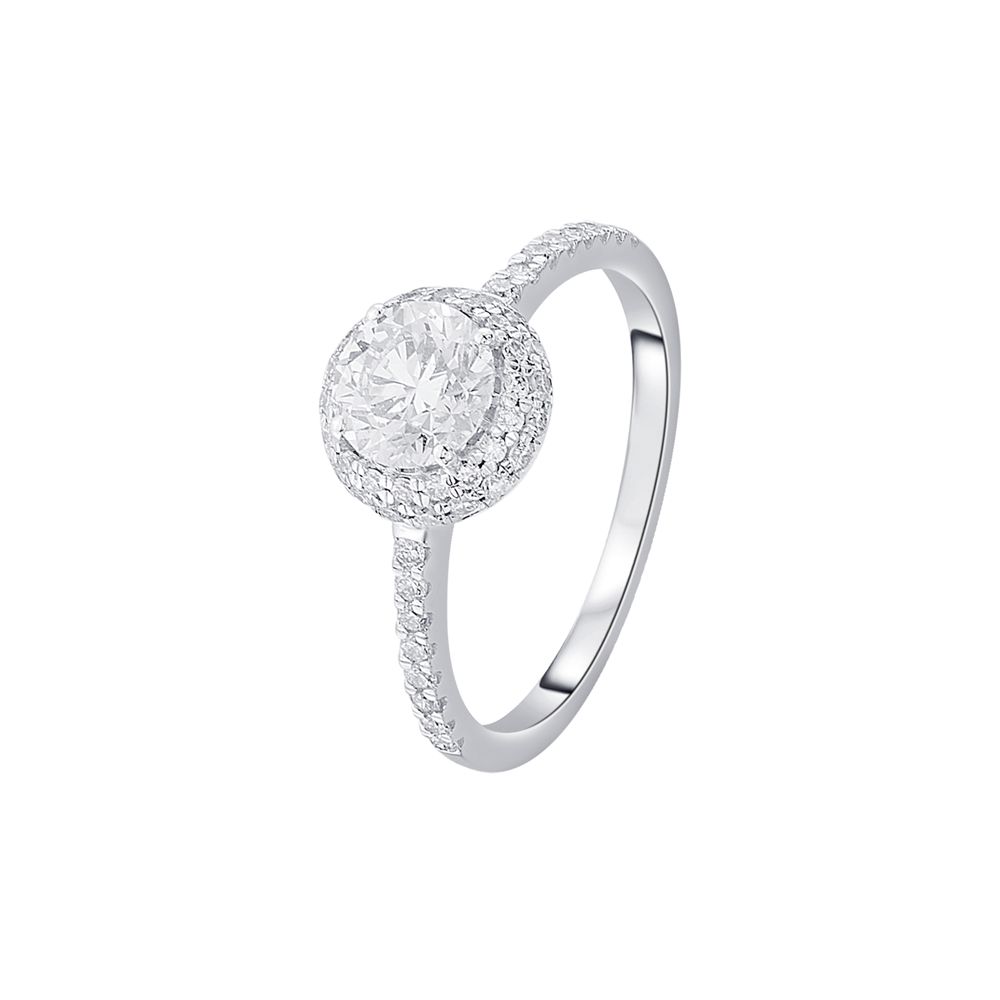 Dazzling Diamond Halo Design Solitaire Ring-Rings-HRG23022