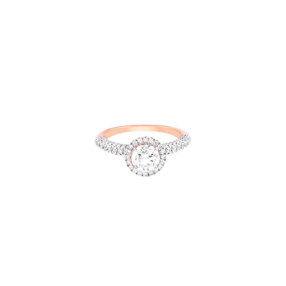 Stylish Diamond and Rose Gold Solitaire Finger Ring-Rings-HRG23025