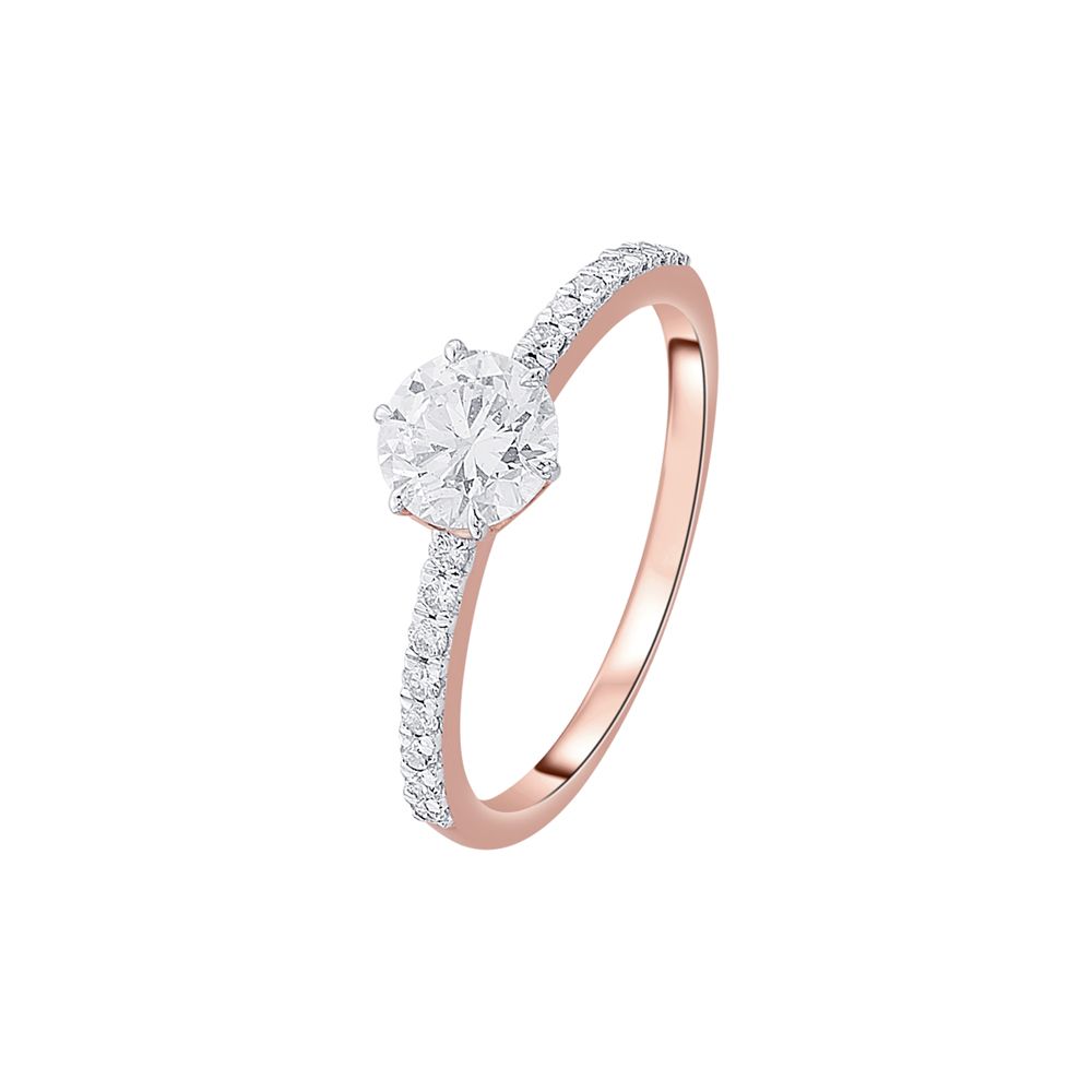 Studded Diamond Solitaire Ring in 18KT Rose Gold-Rings-HRG23027