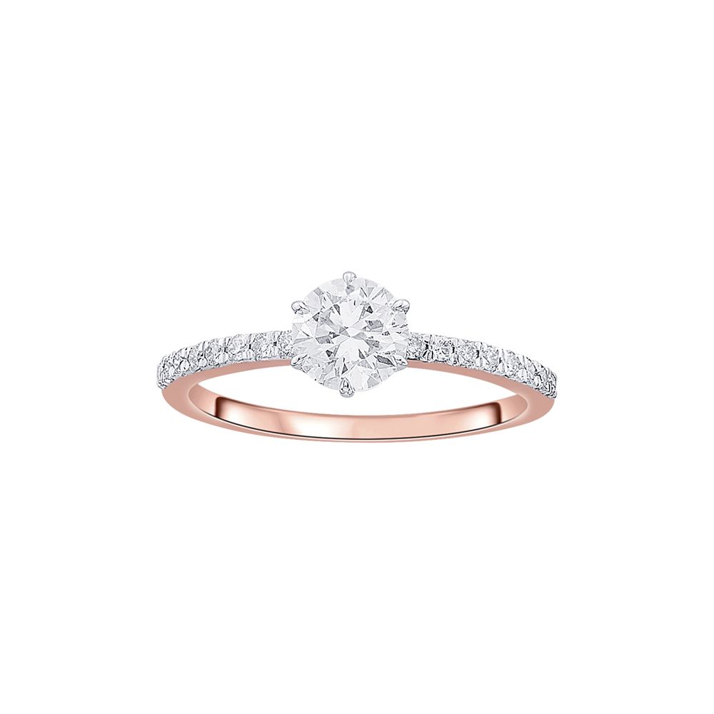 Studded Diamond Solitaire Ring in 18KT Rose Gold-Rings-HRG23027