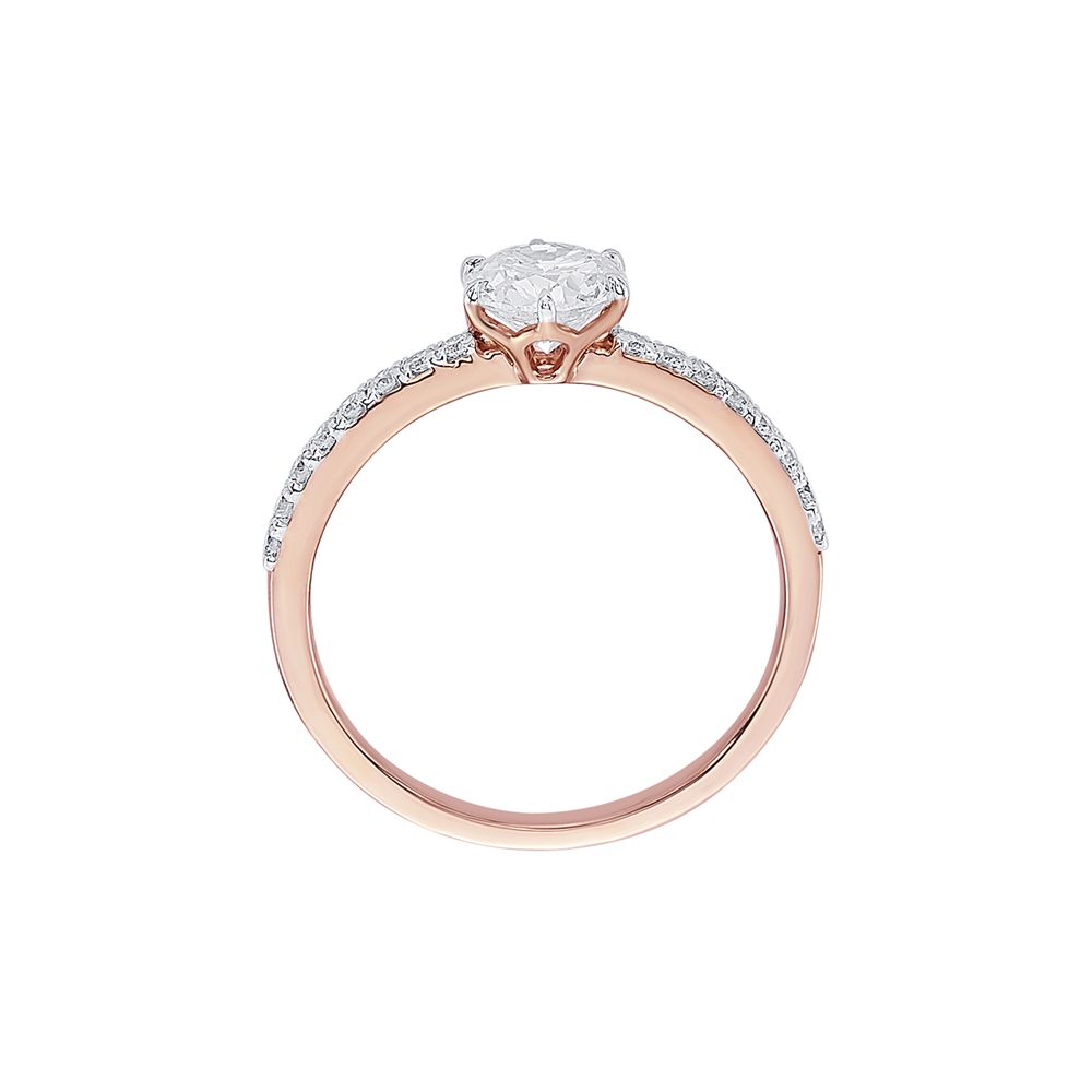 Studded Diamond Solitaire Ring in 18KT Rose Gold-Rings-HRG23027