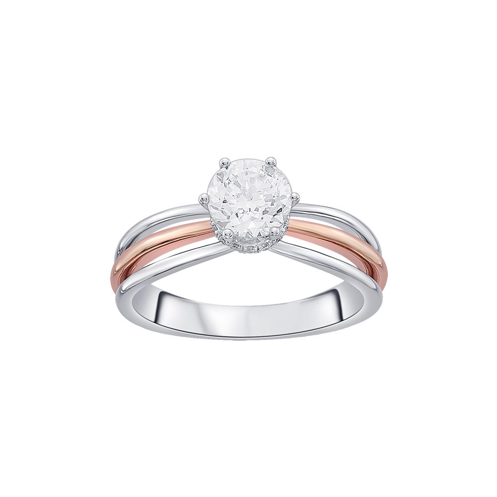 Unique Two-Toned Diamond Solitaire Ring-Rings-HRG23029